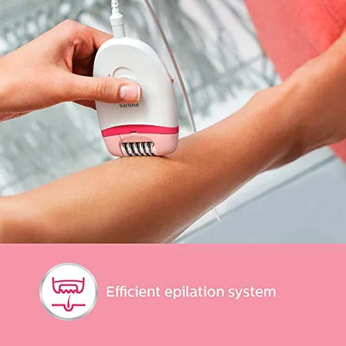 Philips BRE235/00 Corded Compact Epilator (White and Pink) For Gentle Hair Removal at Home