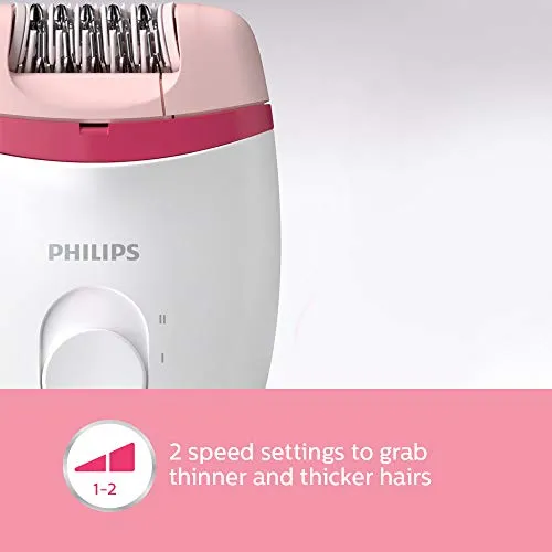 Philips BRE235/00 Corded Compact Epilator (White and Pink) For Gentle Hair Removal at Home