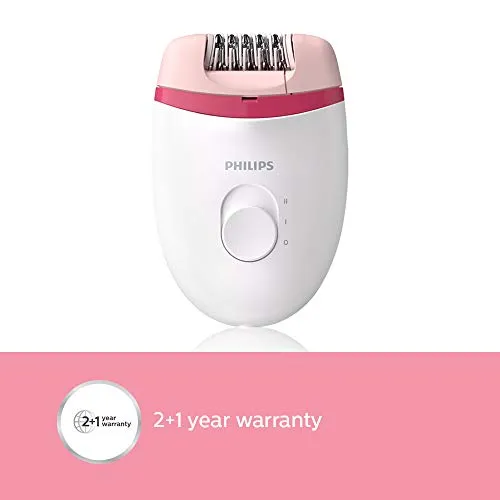 Philips BRE235/00 Corded Compact Epilator (White and Pink) For Gentle Hair Removal at Home