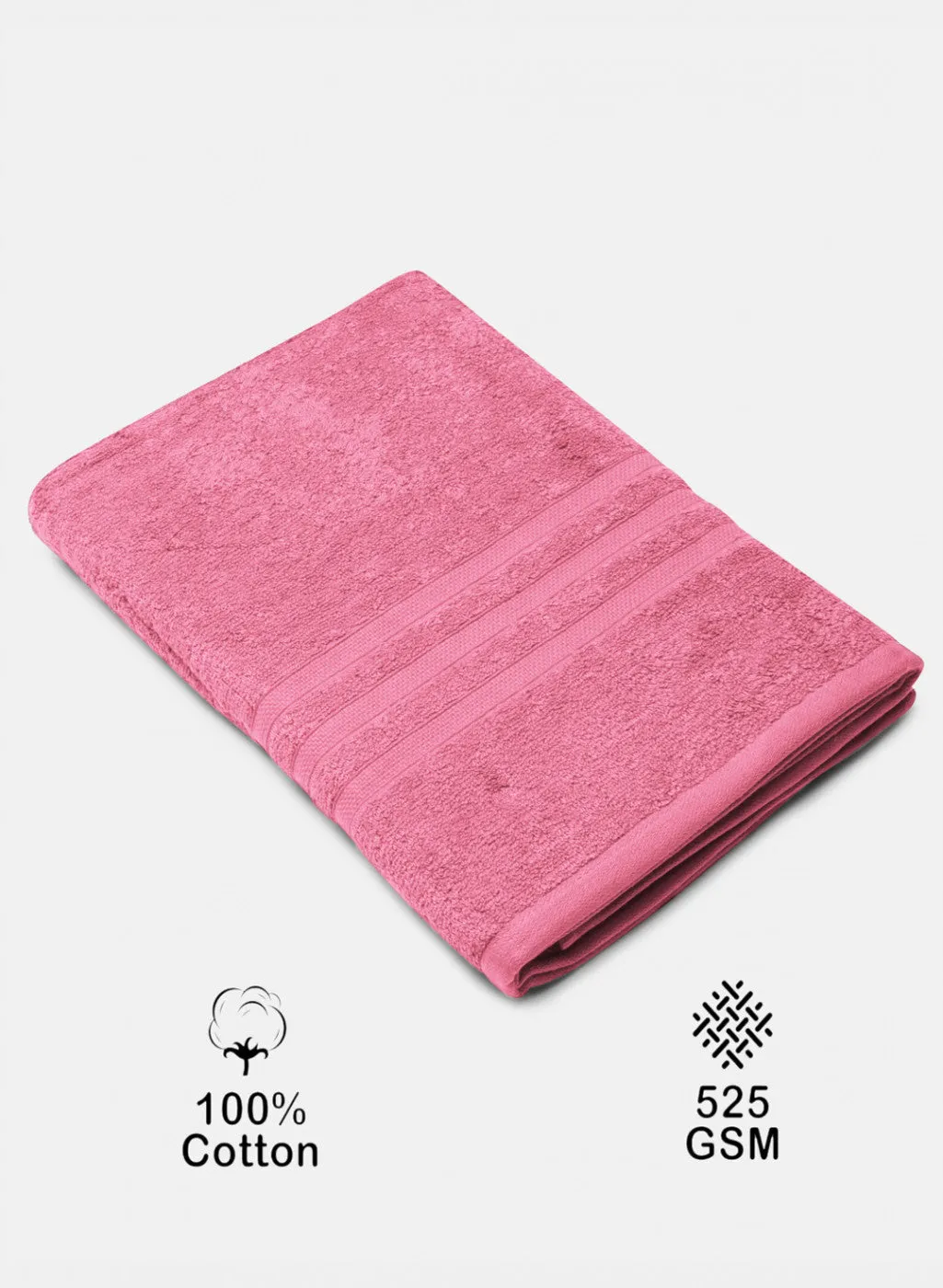 Pink Cotton 525 GSM Bath Towel