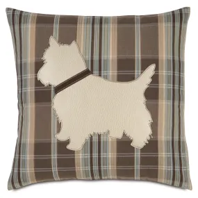 Plaid Pet Yorkie Throw Pillow Cover 18x18