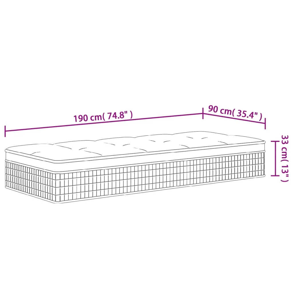 Pocket Spring Mattress Medium Firm 90x190 cm Single Size