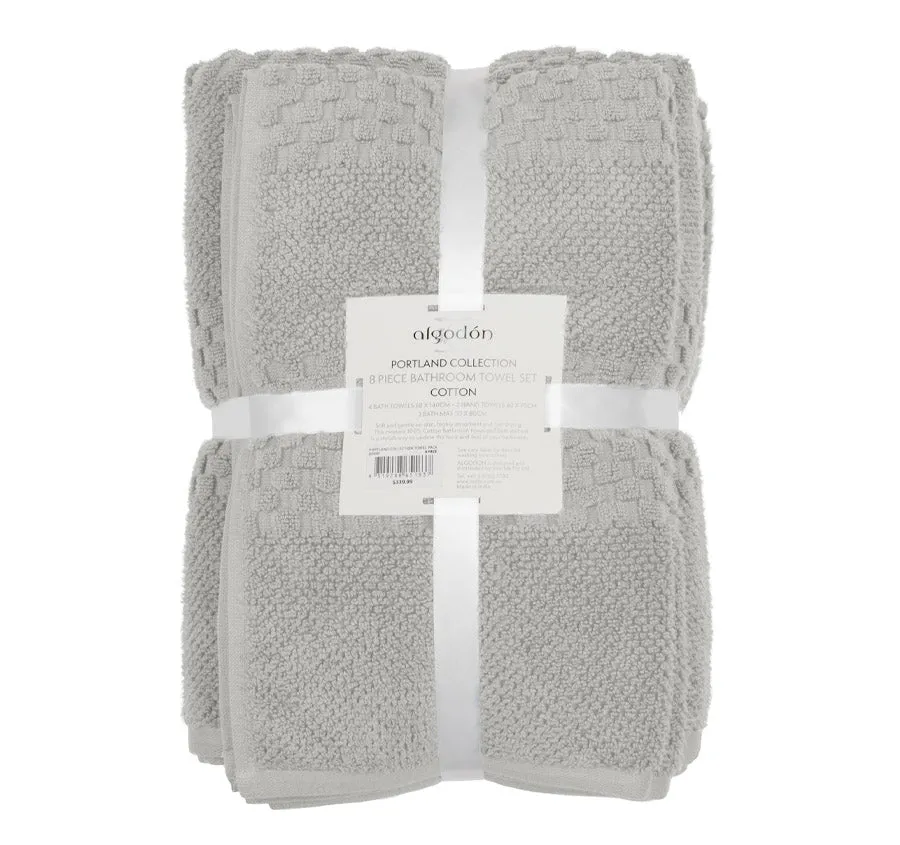 Portland 550GSM 8 Piece Towel Set Silver