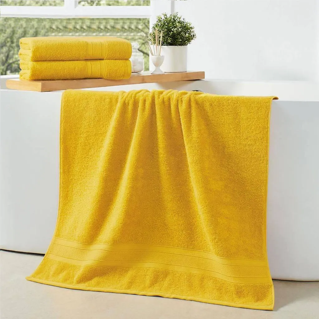 Premium Yellow Pack of 2 600gsm High Quality Cotton Bath Towel 70x140cm