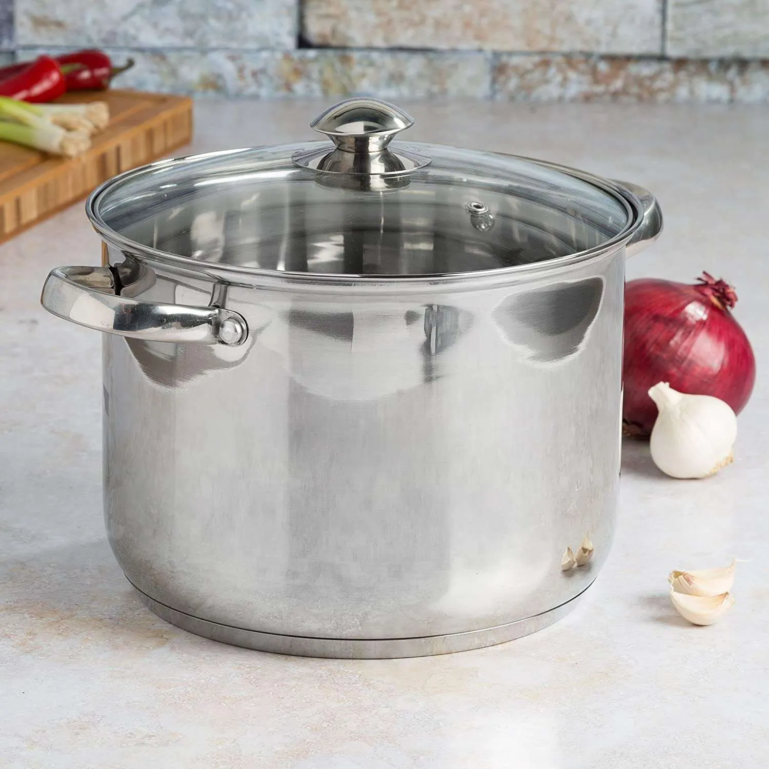 Pure Intentions Stainless Steel Stockpot, Includes Glass Lid