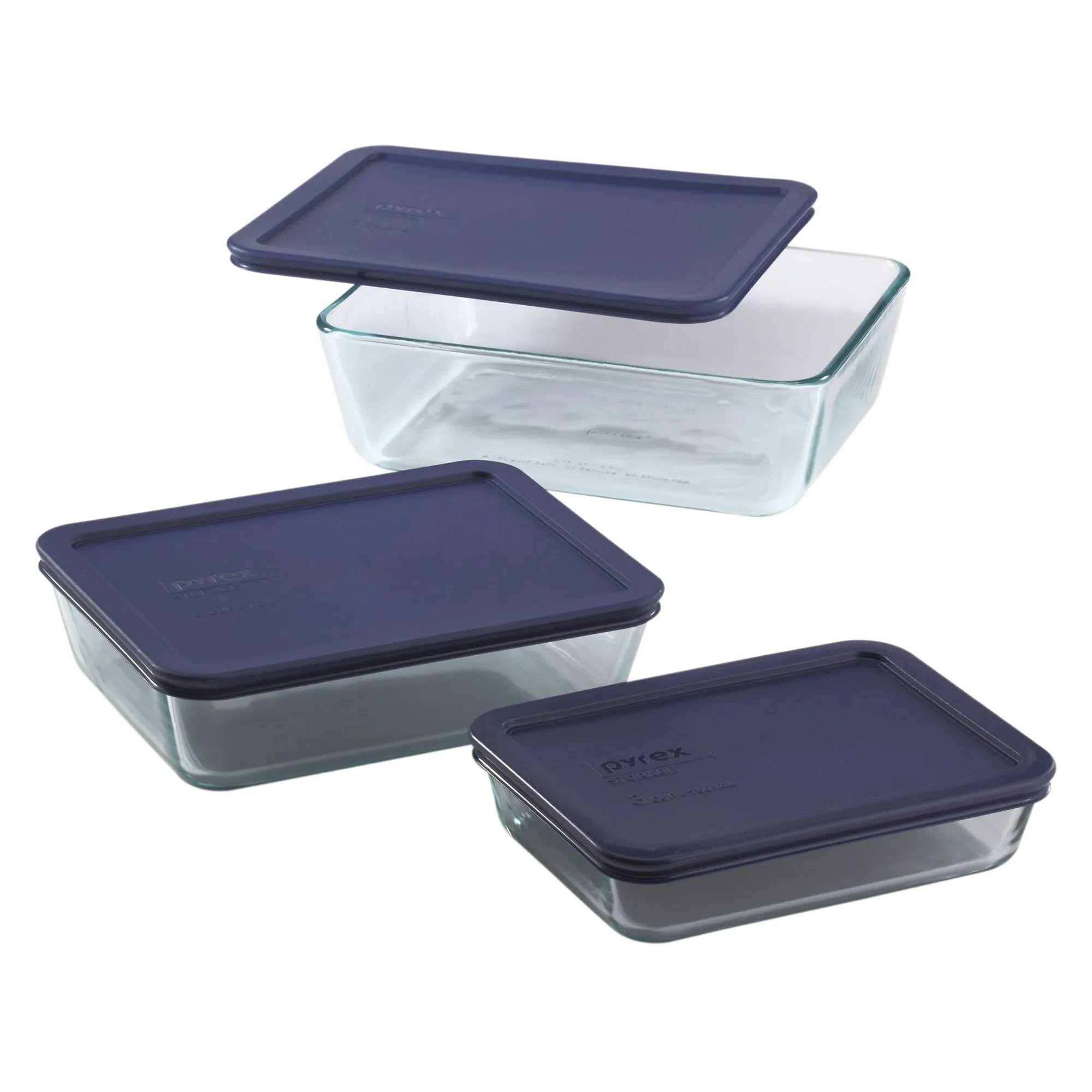 Pyrex Simply Store 6-Piece Rectangular Glass Food Storage Set - 07116004023