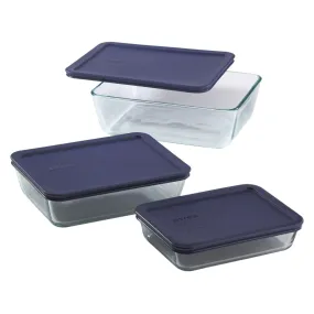 Pyrex Simply Store 6-Piece Rectangular Glass Food Storage Set - 07116004023