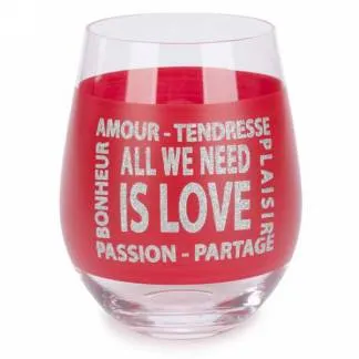 "All We Need is Love" Stemless Glass