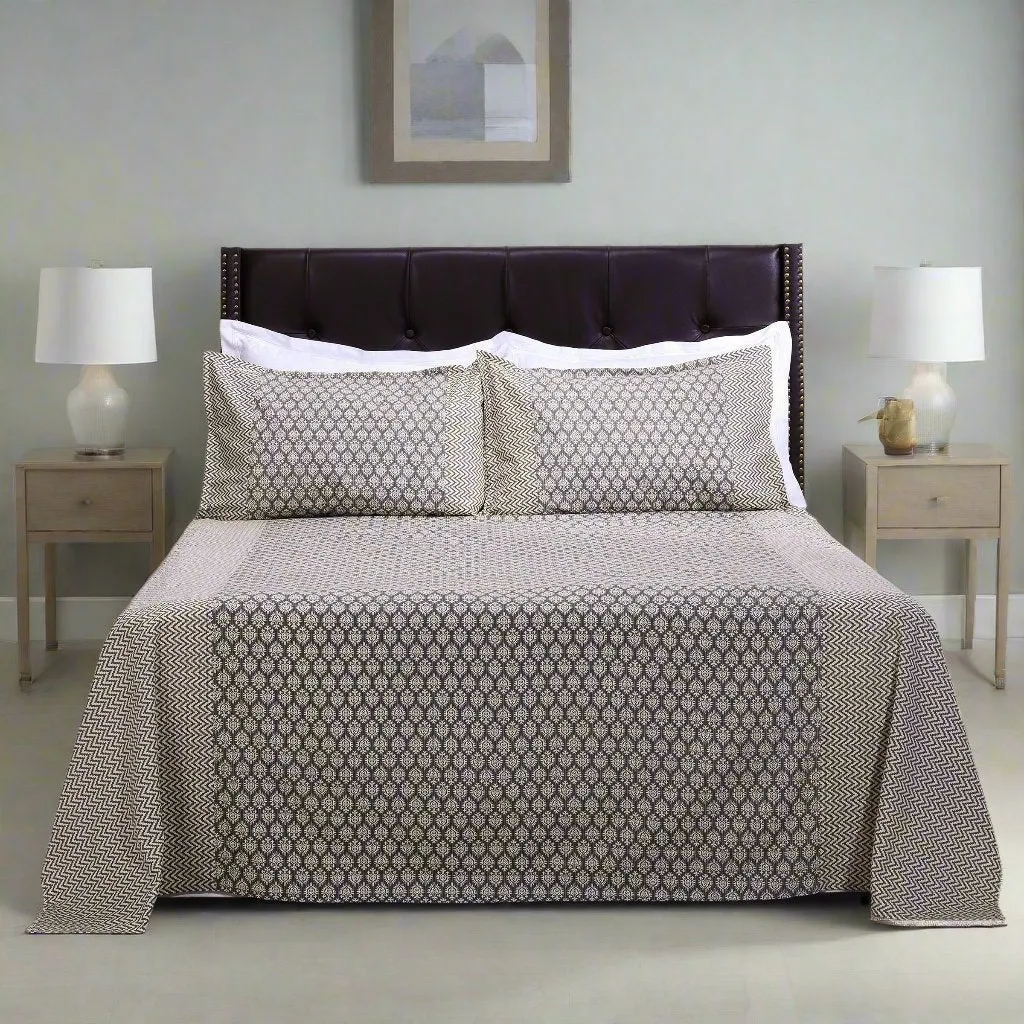 Rahat Megh Booti  Grey Cotton Bedsheet