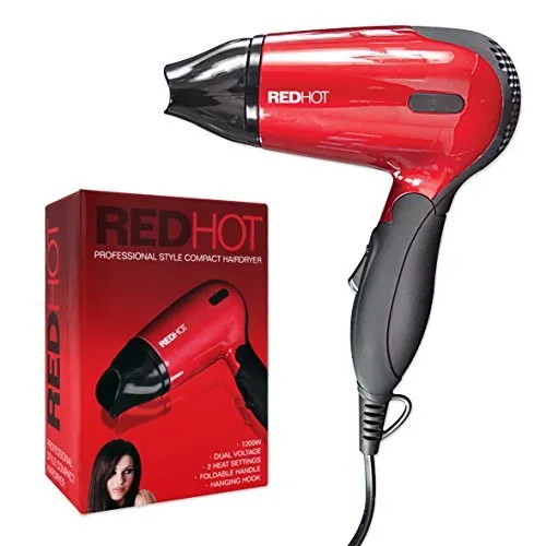 Red Hot Benross Compact 1200W Travel Hair Dryer with Folding Handle by Red Hot