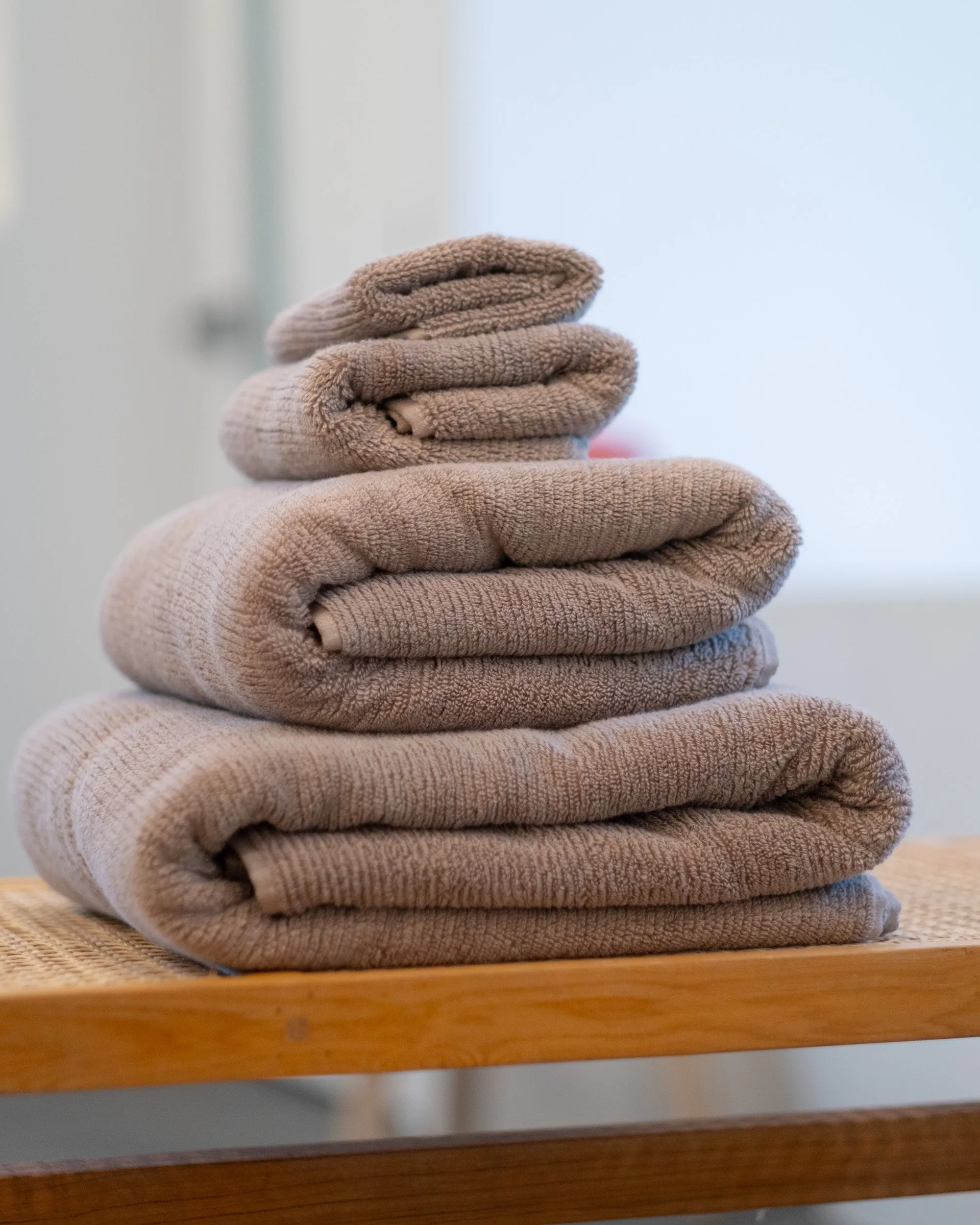 Ribbed Bath Towels in Latte