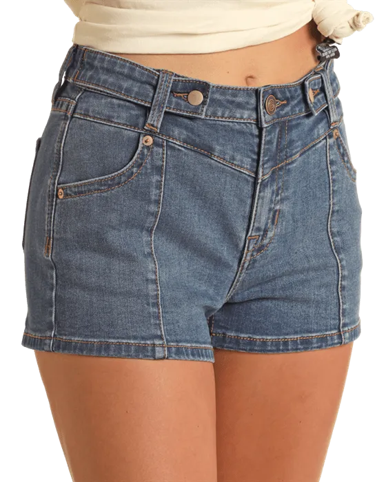 Rock & Roll Cowgirl Women's High Rise Extra Stretch Denim Shorts RRWD68R175