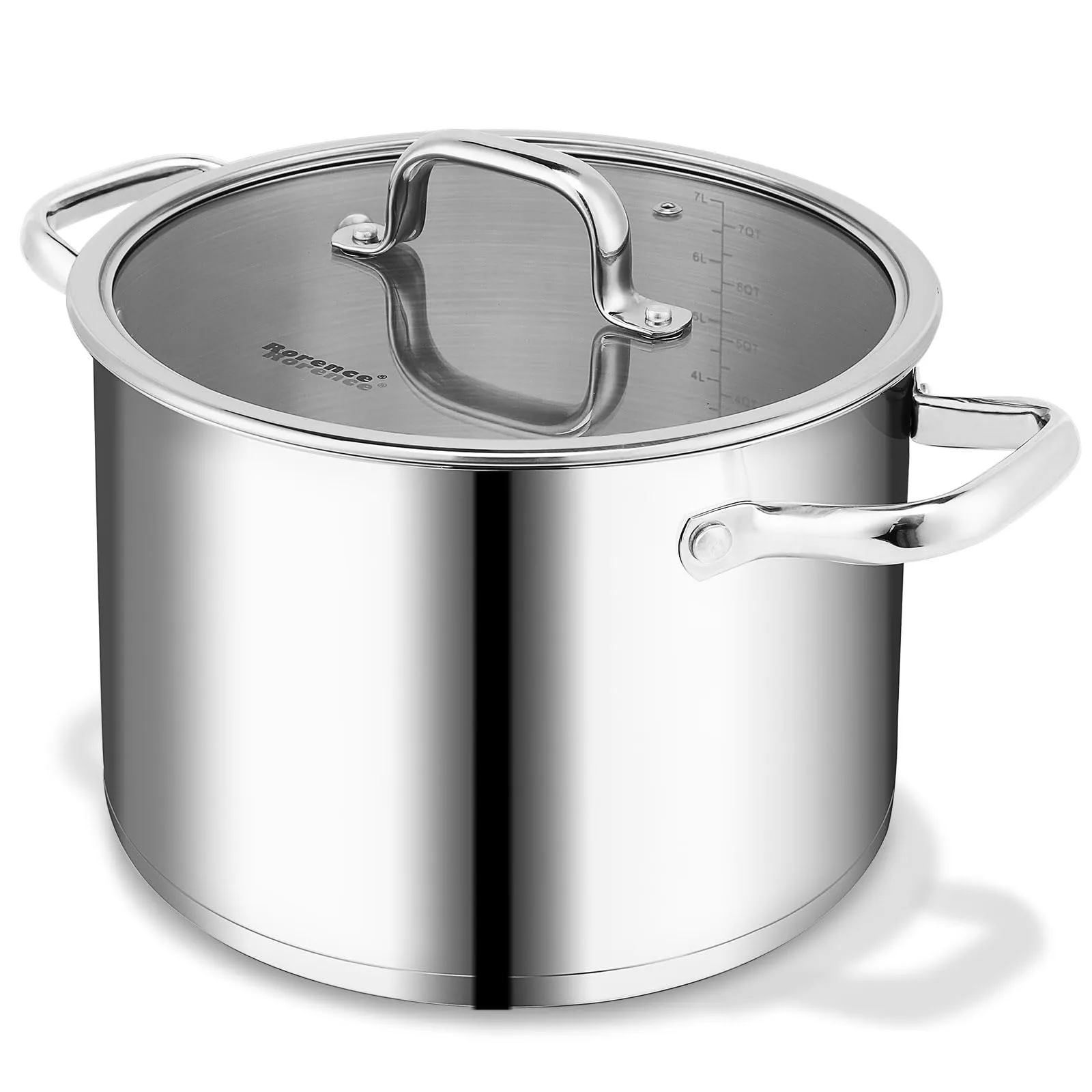 Rorence Cooking Pots Stainless Steel, Large Stock Pot with Clear Transparent Tempered Glass Lid - 6qt / 8qt