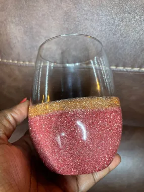 Rose Gold Glittered Wine Glasses