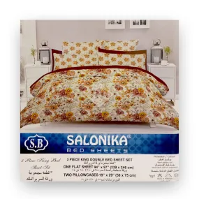 Salonika - Multi Colored Floral Double King Bed Sheet Set - B16