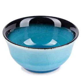 Sea Blue Crackleglaze Japanese Sake Cup