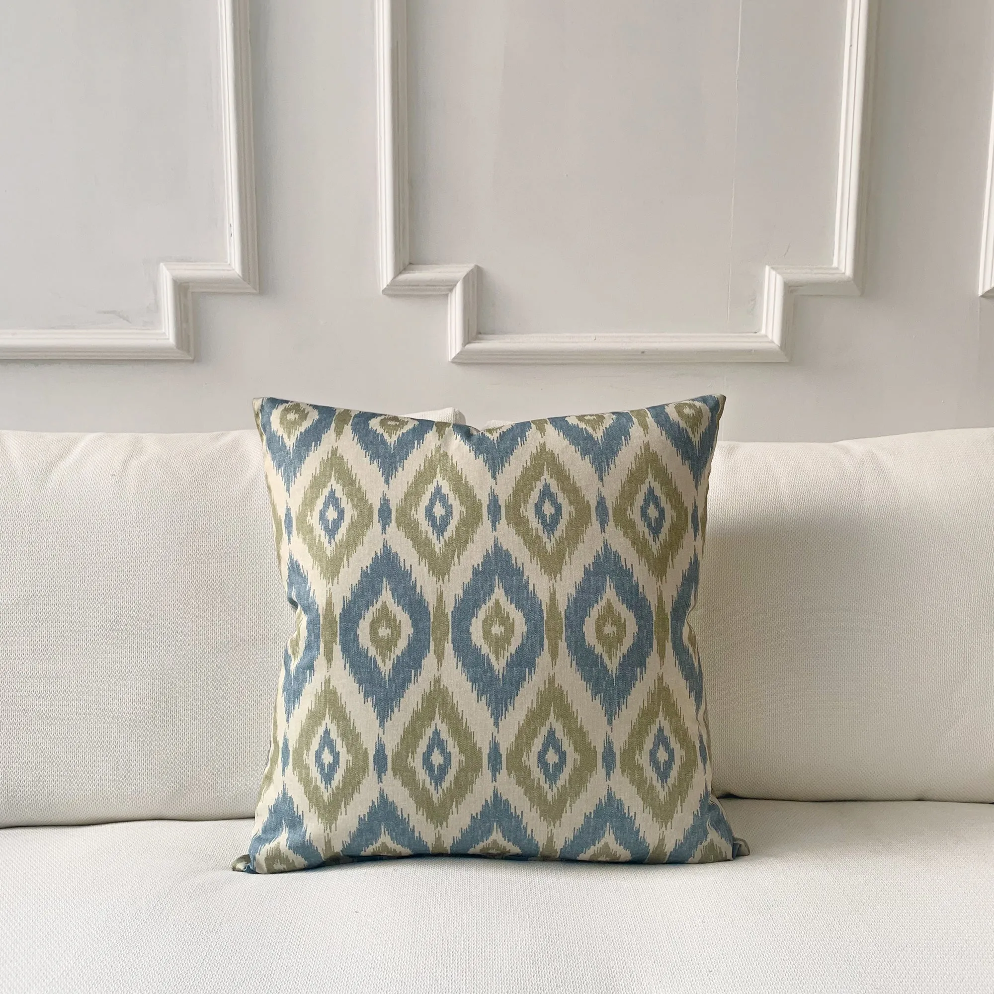 Seagrass Coastal Ikat Throw Pillow Cover 22x22