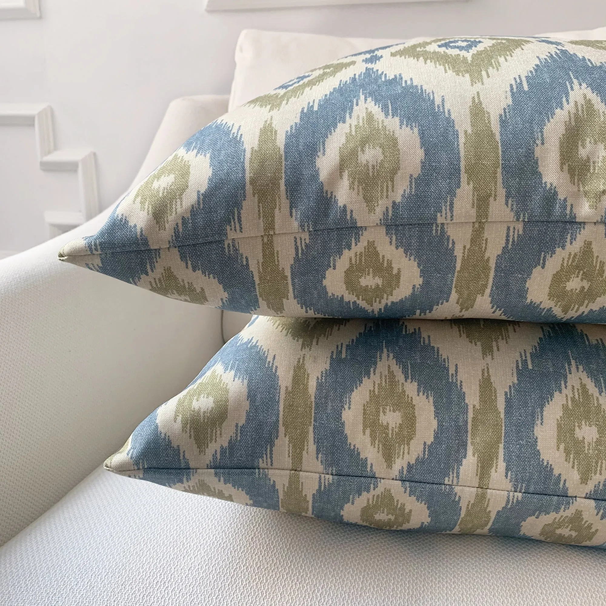 Seagrass Coastal Ikat Throw Pillow Cover 22x22