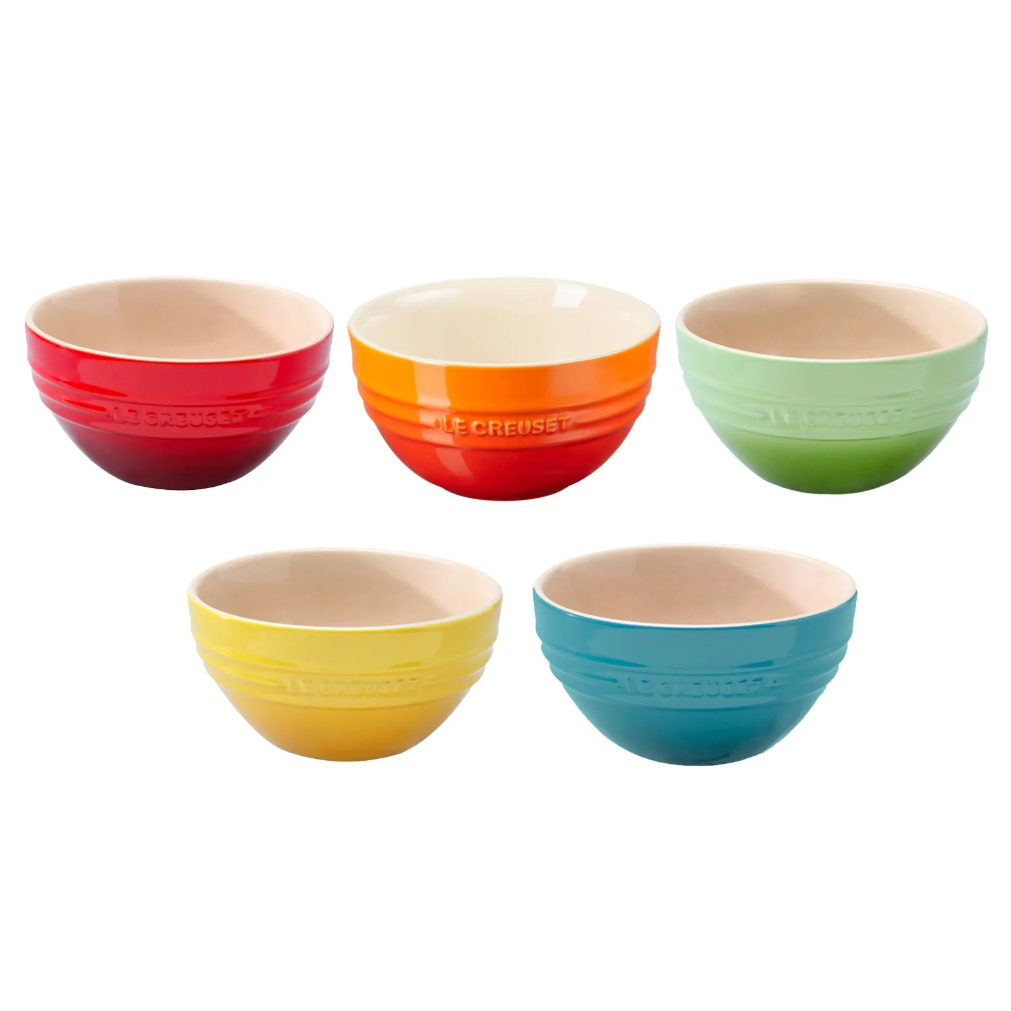 Set of 5 Korean Rice Bowl - Cerise/flame/dijon/kiwi/caribbean