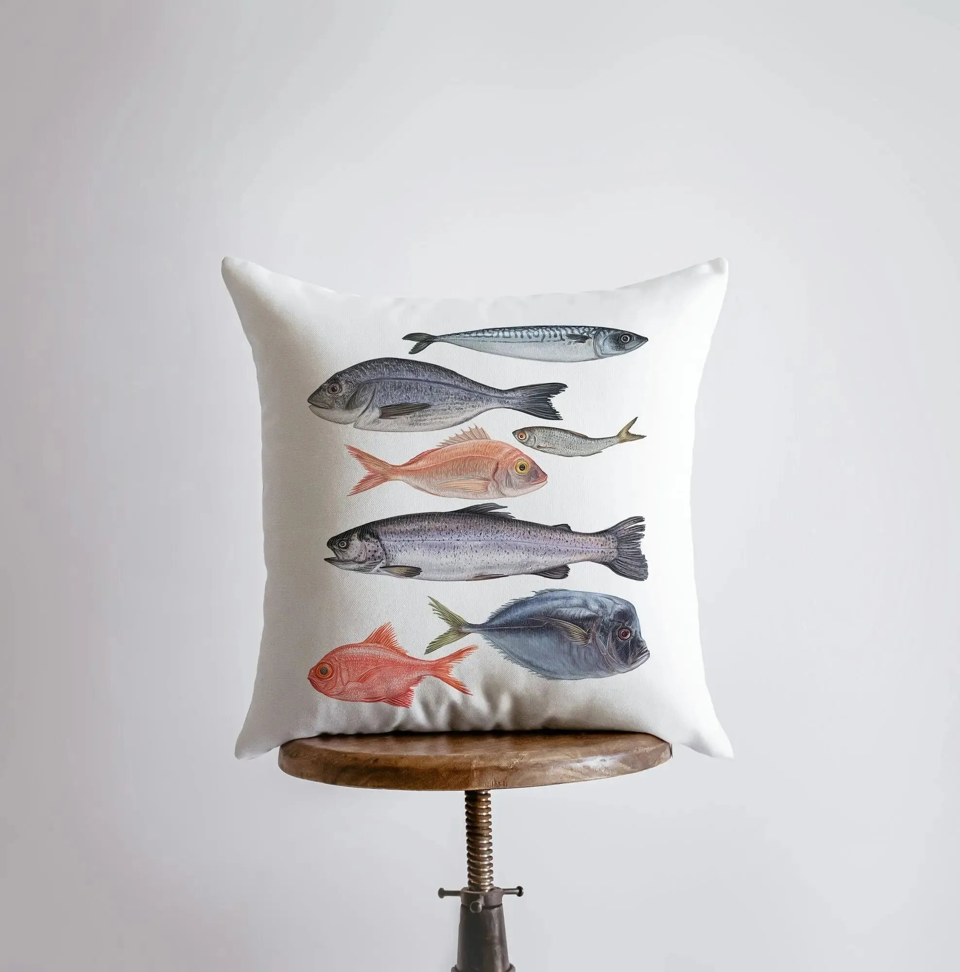 Seven Fish | Crustaceans | Throw Pillow | Home Decor | Modern Decor | Nautical | Ocean | Gift for Her | Accent Pillow Cover | Beach | Sea