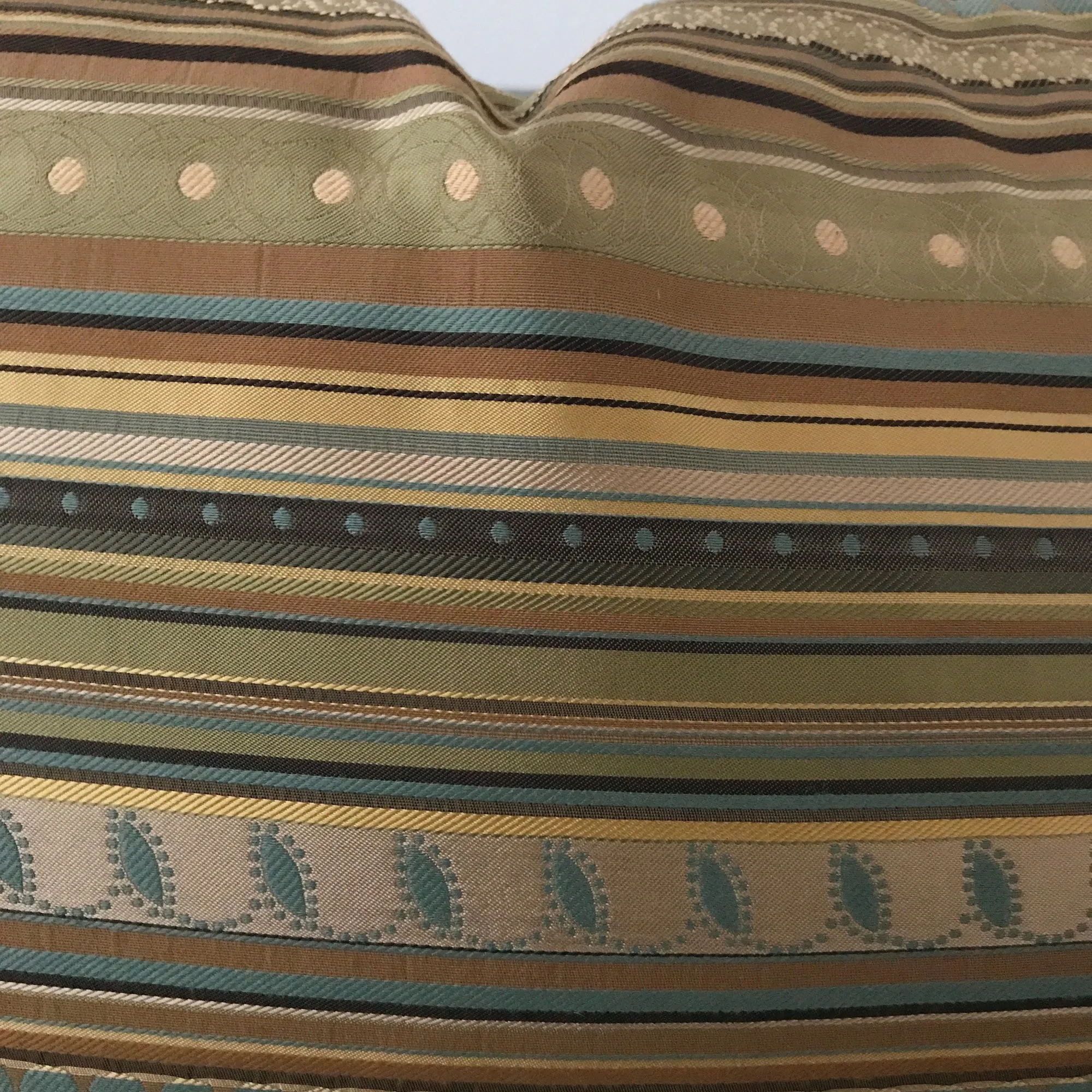 Silk Green Blue Stripe Lumbar Pillow Cover 15x26