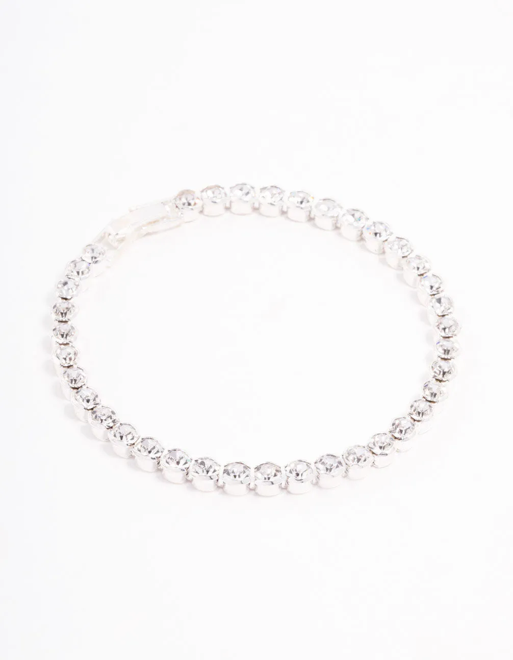 Silver Round Czech Bohemia Crystal  Cupchain Clasp Bracelet