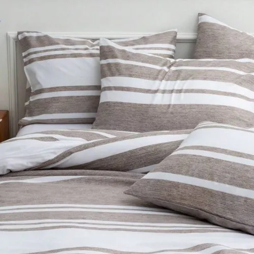 Single Size 4 pieces, Light Brown Stripe Design Bedding set.