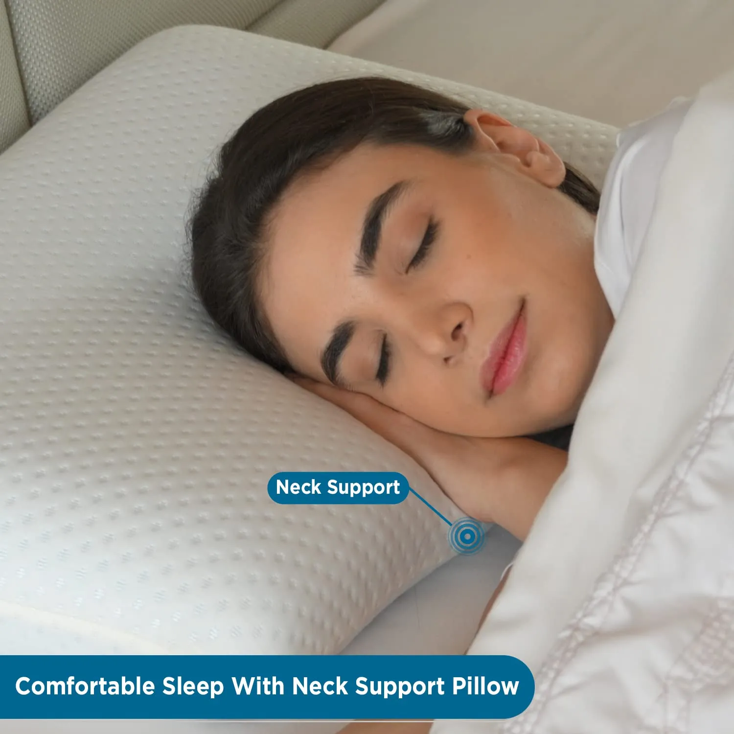 Sleepsia Memory Foam Cervical Orthopedic Ultimate Comfort Bed Pillow for Sleeping Suitable for Back, Side & Stomach Sleeper with Cover (Standard, Pack of 1) 23"X14.5"X4"