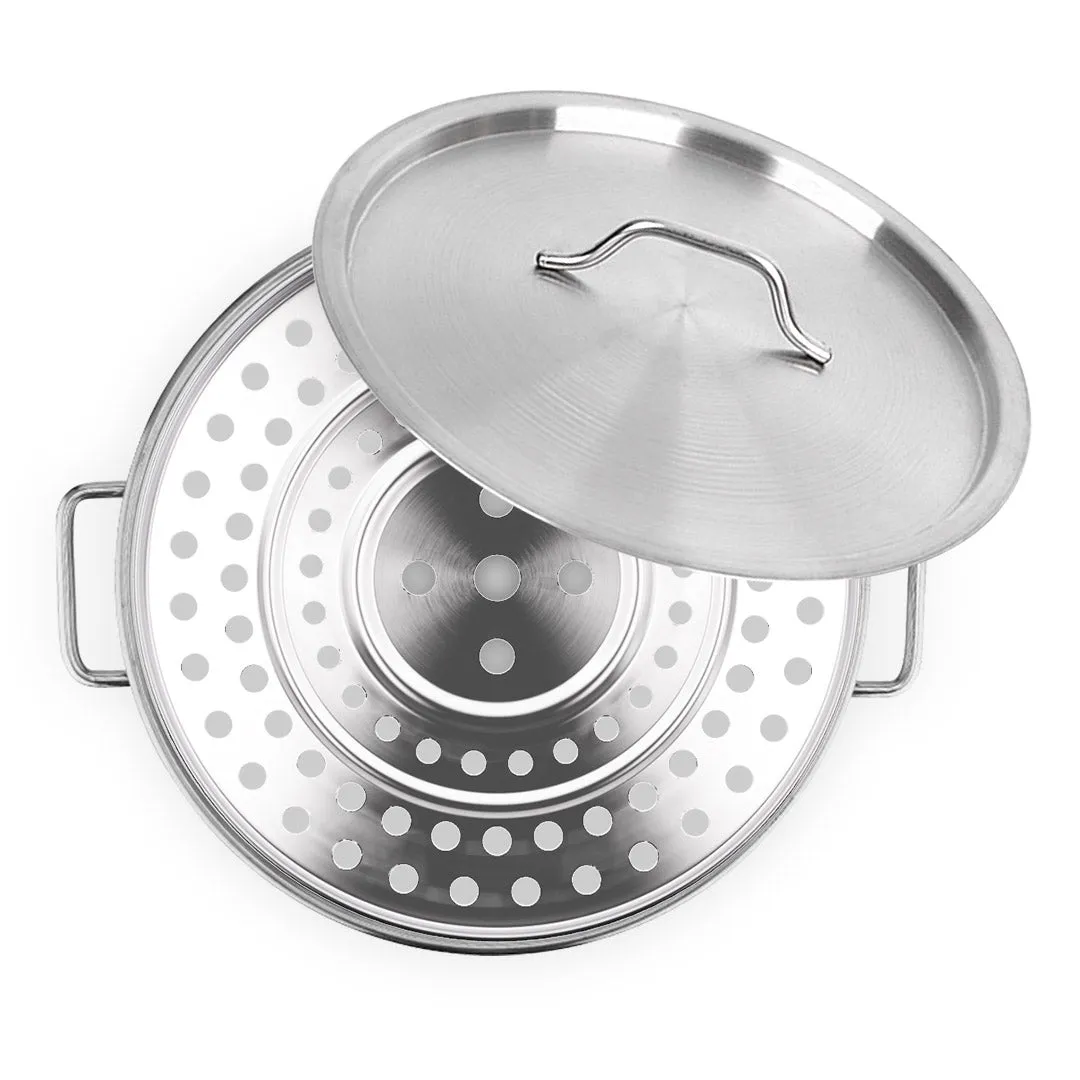 SOGA 33L Stainless Steel Stock Pot with One Steamer Rack Insert Stockpot Tray