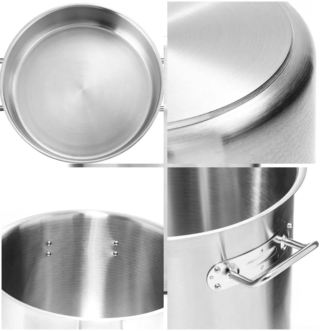 SOGA Stock Pot 33L Top Grade Thick Stainless Steel Stockpot 18/10 Without Lid