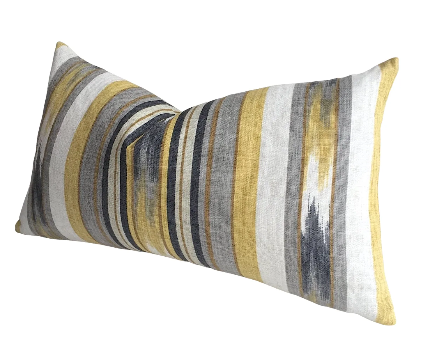 Southwestern Striped Ikat Decorative Boho pillow cover / Grey and Yellow Aztec pillow cover 13x36 / Ikat Tribal Pillow Cover