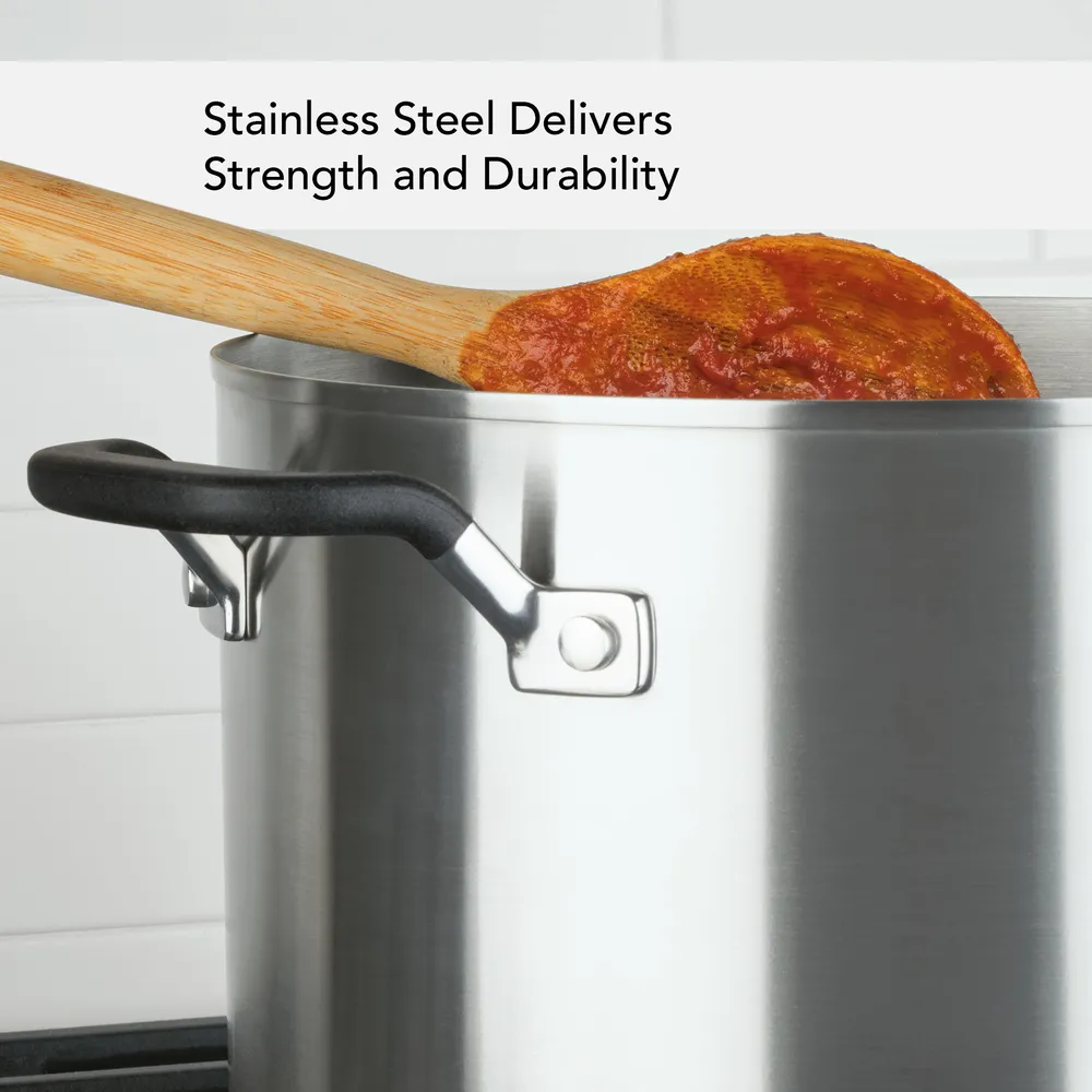 Stainless Steel 8-Quart Stockpot with Measuring Marks and Lid