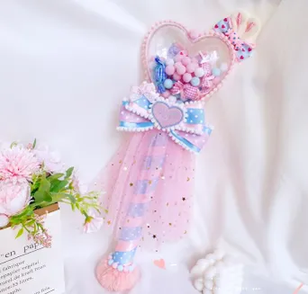 Sweetheart Endless~Sweet Lolita Fairy Wand Handmade Multicolor Heart Shaped