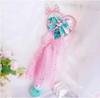 Sweetheart Endless~Sweet Lolita Fairy Wand Handmade Multicolor Heart Shaped