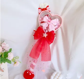 Sweetheart Endless~Sweet Lolita Fairy Wand Handmade Multicolor Heart Shaped