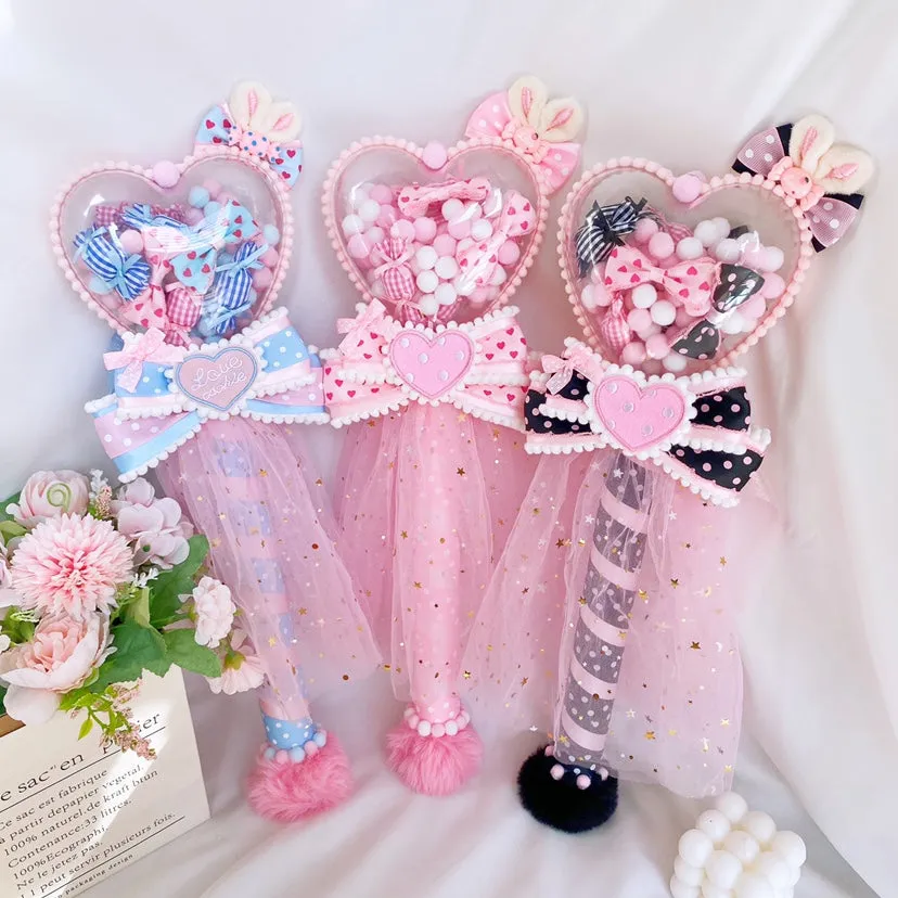 Sweetheart Endless~Sweet Lolita Fairy Wand Handmade Multicolor Heart Shaped