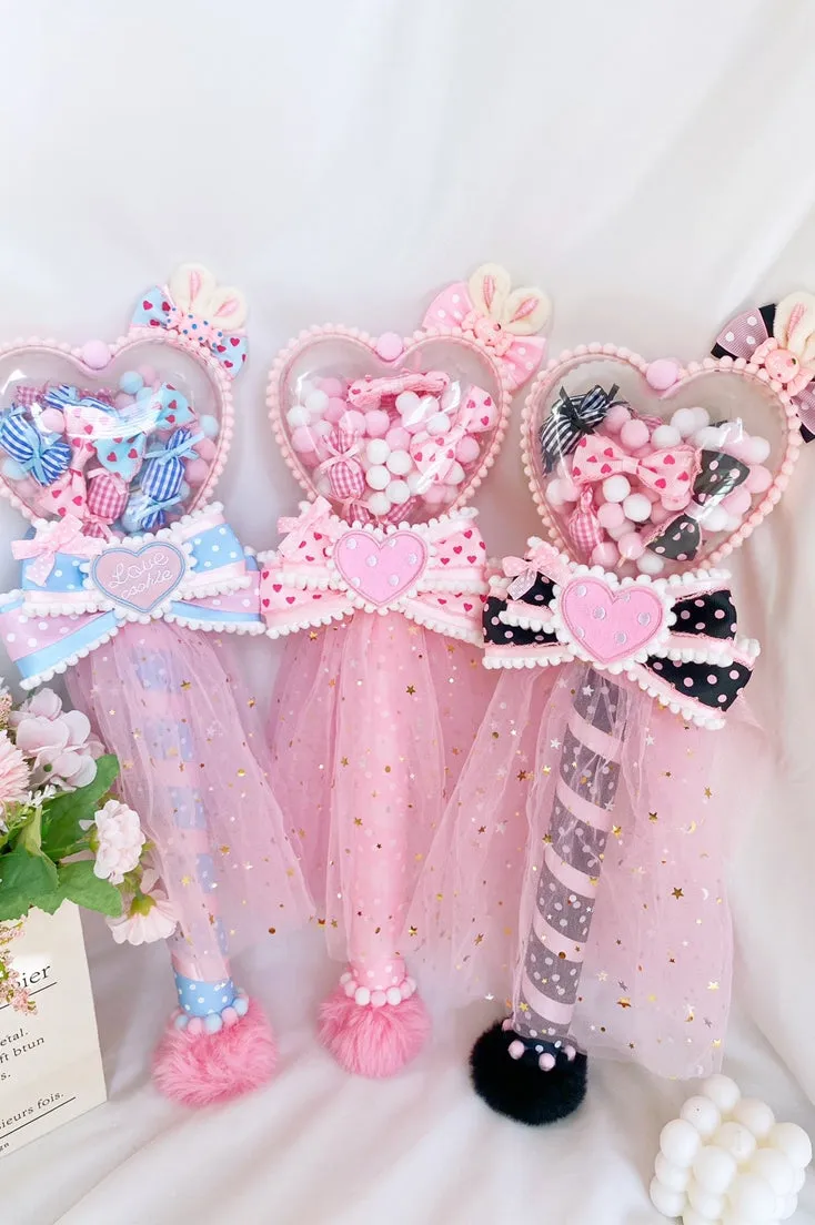 Sweetheart Endless~Sweet Lolita Fairy Wand Handmade Multicolor Heart Shaped