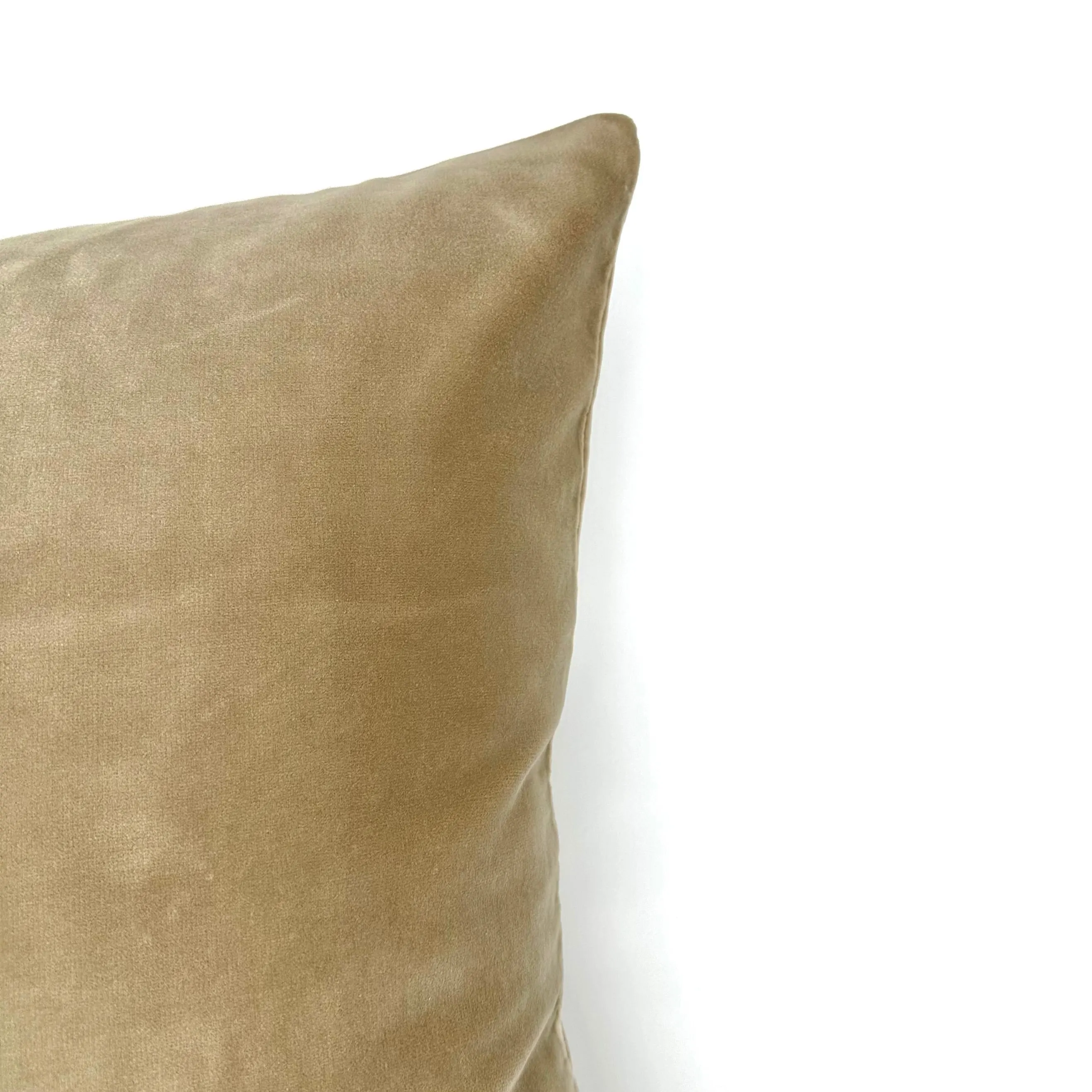 Tan Mid Century Solid Velvet Throw Pillow Cover 22x22