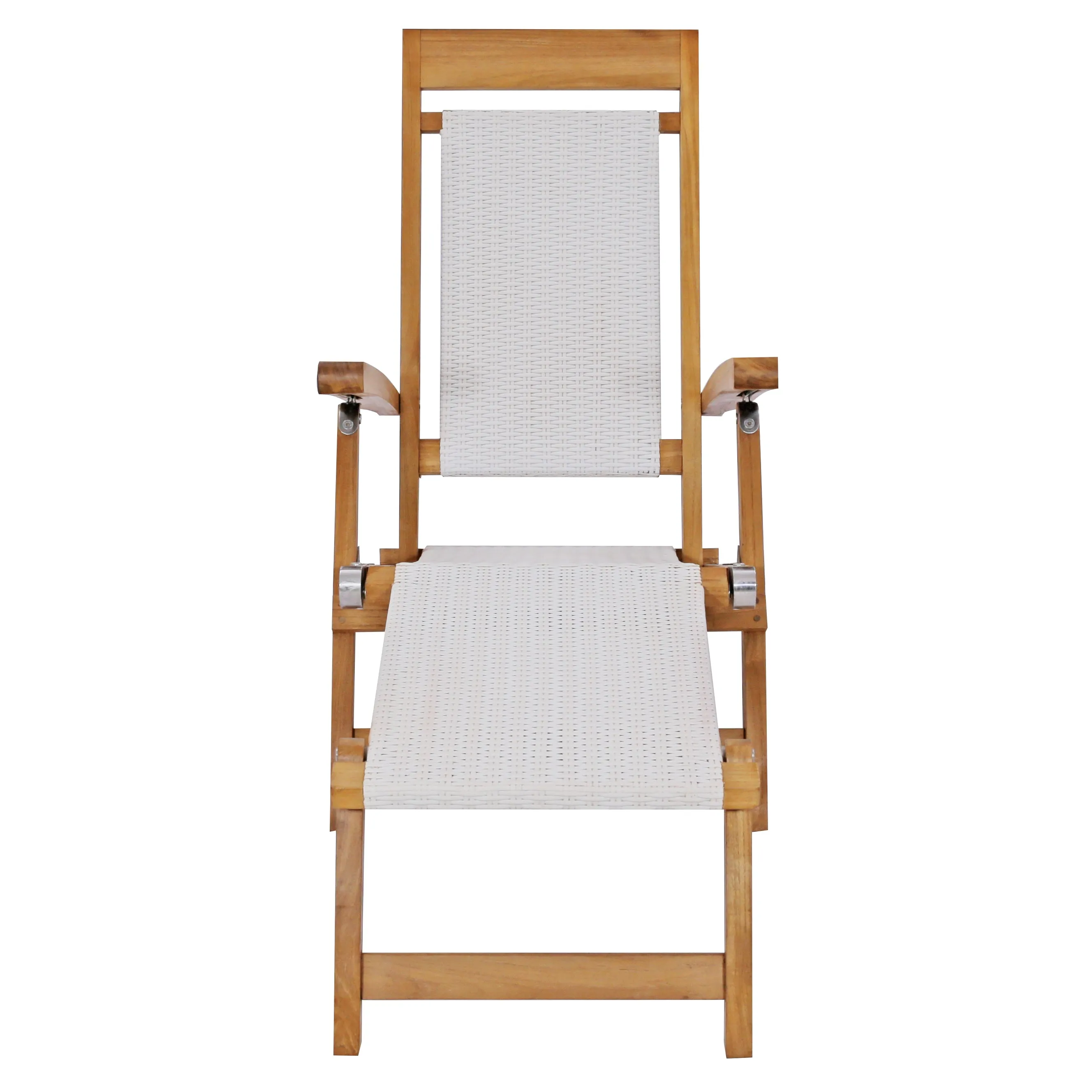 Teak Wood Narmada Outdoor Reclining Patio Steamer Chair - White