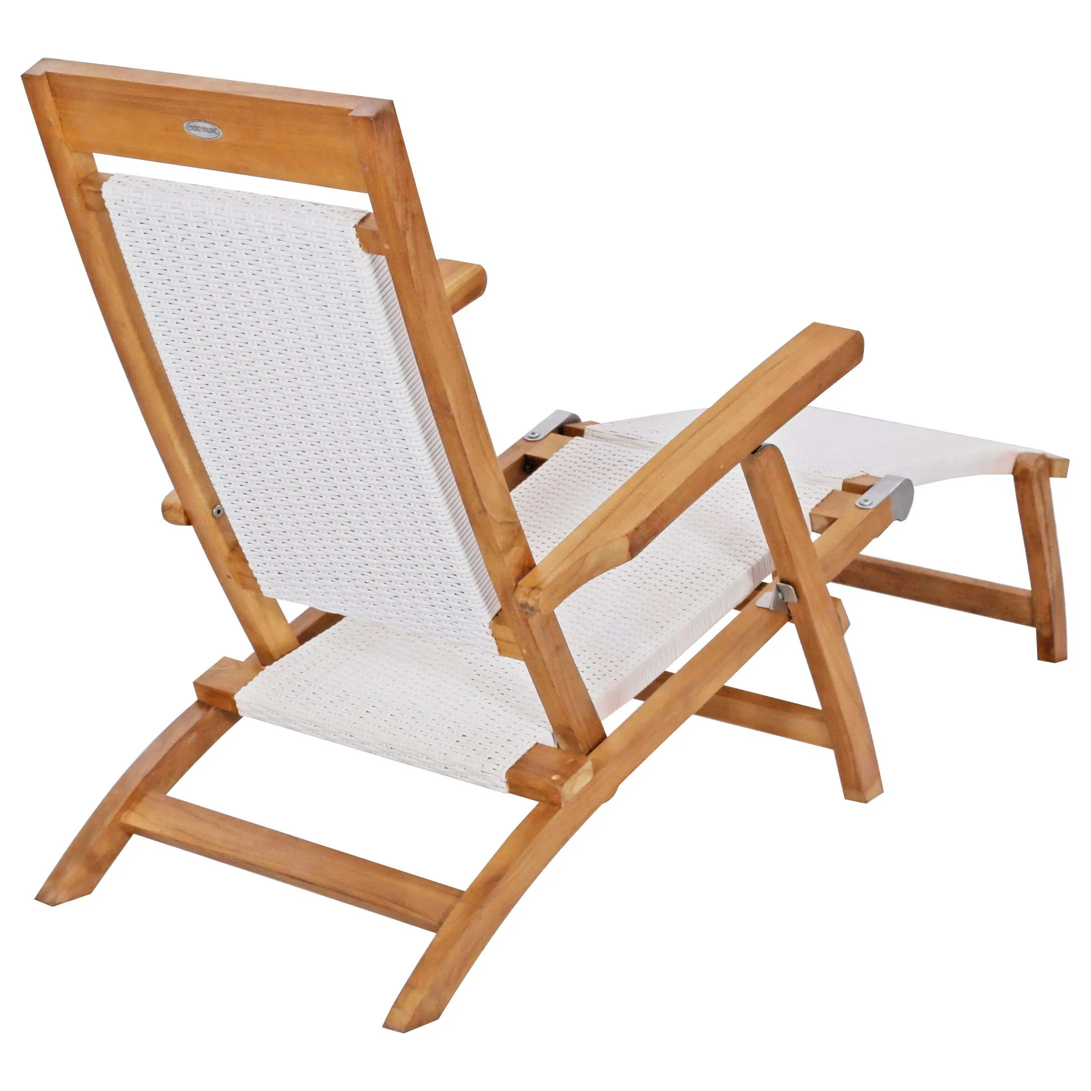 Teak Wood Narmada Outdoor Reclining Patio Steamer Chair - White