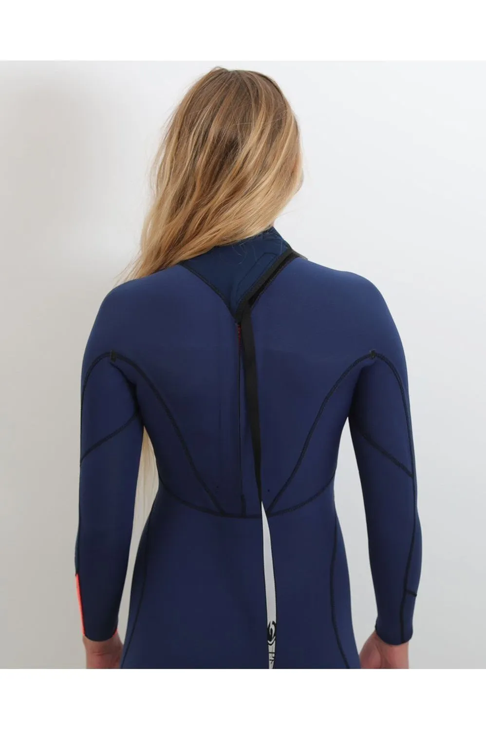 Tiki Ladies Zepha2 3/2 Gbs Wetsuit - Back Zip - Navy/Peach