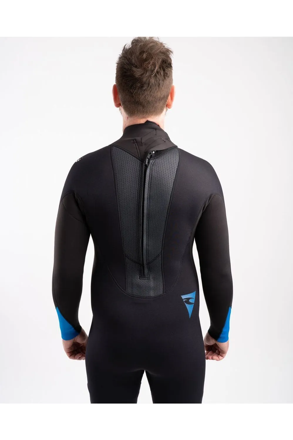 Tiki Tech 3/2 Back Zip Steamer Wetsuit In Black & Blue