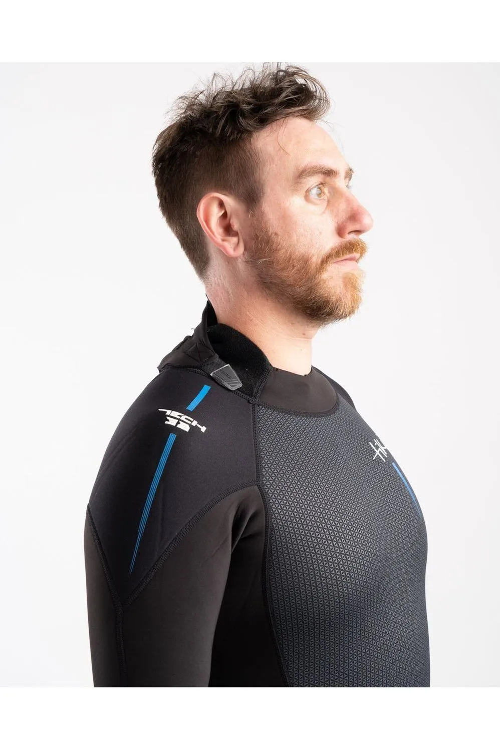 Tiki Tech 3/2 Back Zip Steamer Wetsuit In Black & Blue