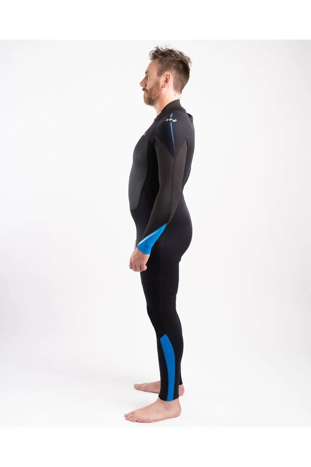 Tiki Tech 3/2 Back Zip Steamer Wetsuit In Black & Blue