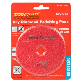 TORK CRAFT 100MM DIAMOND POLISHING PAD 500 GRIT DRY USE TCDP20500