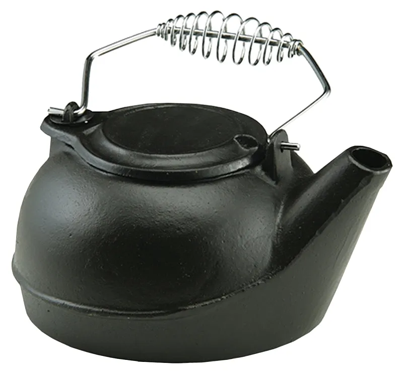 US STOVE TK-02 Tea Kettle, 3 qt Capacity, Spring-Loaded Handle, Iron, Black :EA: QUANTITY: 1