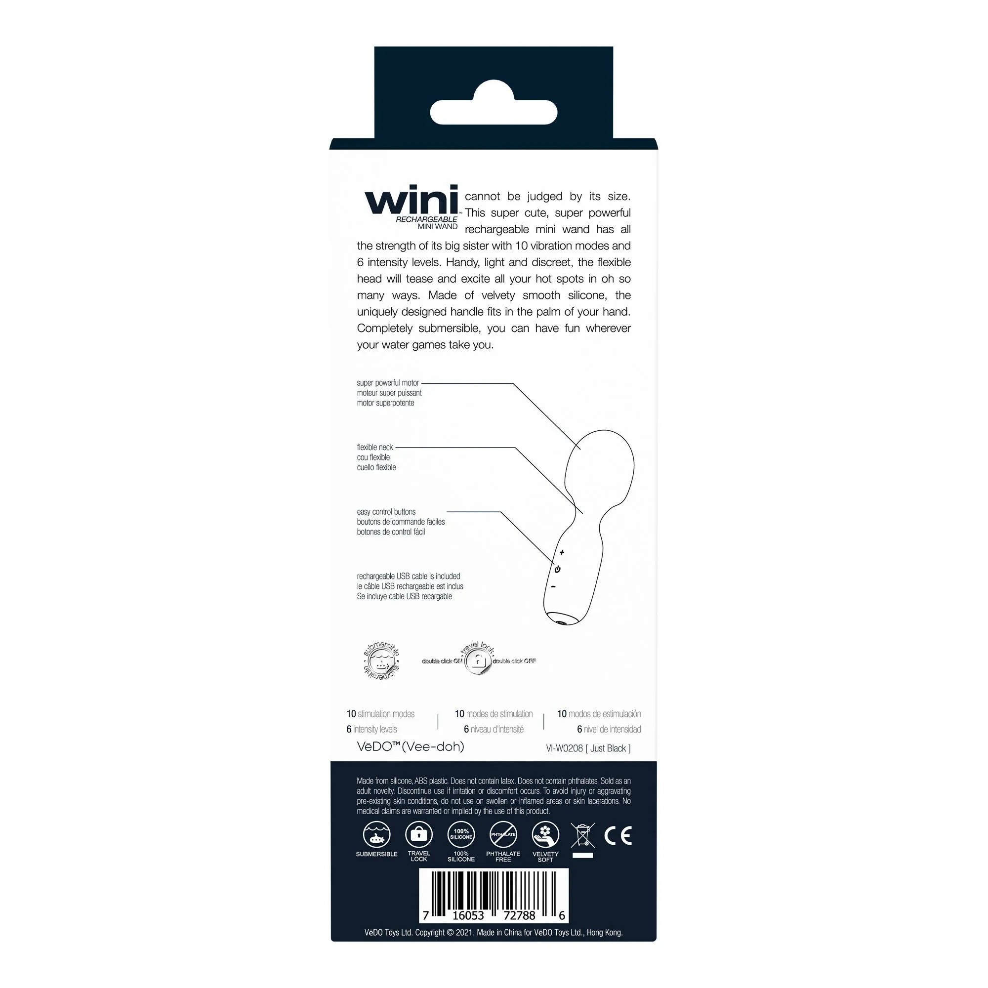 VeDO WINI Rechargeable Mini Wand - Just Black