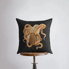 Vintage Octopus on Black  | Pillow Cover | Throw Pillow | Home Décor | Coastal Décor | Nautical Pillow | Ocean | Accent Pillow | Sea