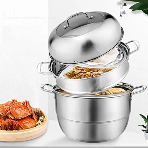 Voldo Stainless Steel Double Layer Steamer Explosion Proof Glass Enamel Bottom