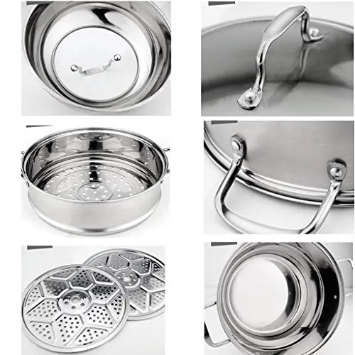 Voldo Stainless Steel Double Layer Steamer Explosion Proof Glass Enamel Bottom